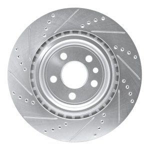 Jaguar XE Brake Rotor (1) - Rear Right - R1 Concepts - Drilled & Slotted - Silver - `17-`20